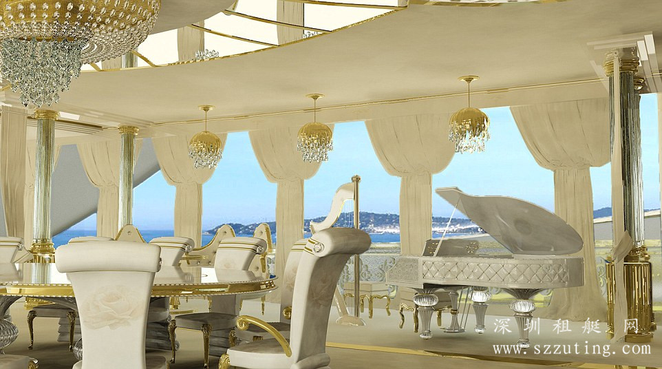 女性豪华游艇内饰