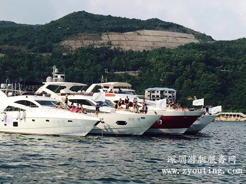 游艇组队出海抛锚